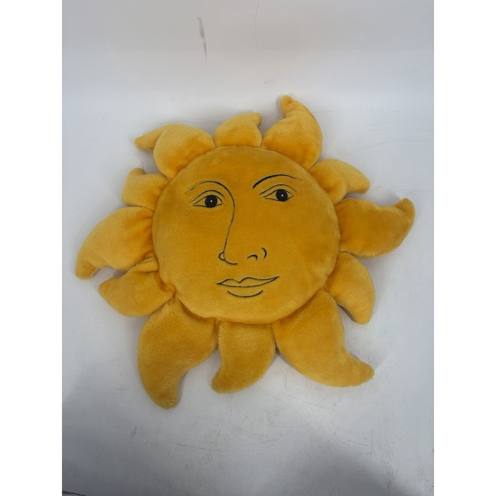 Vtg Celestial Sun Face Yellow Plush 19" Salamander Graphix Decor Pillow 1990s
